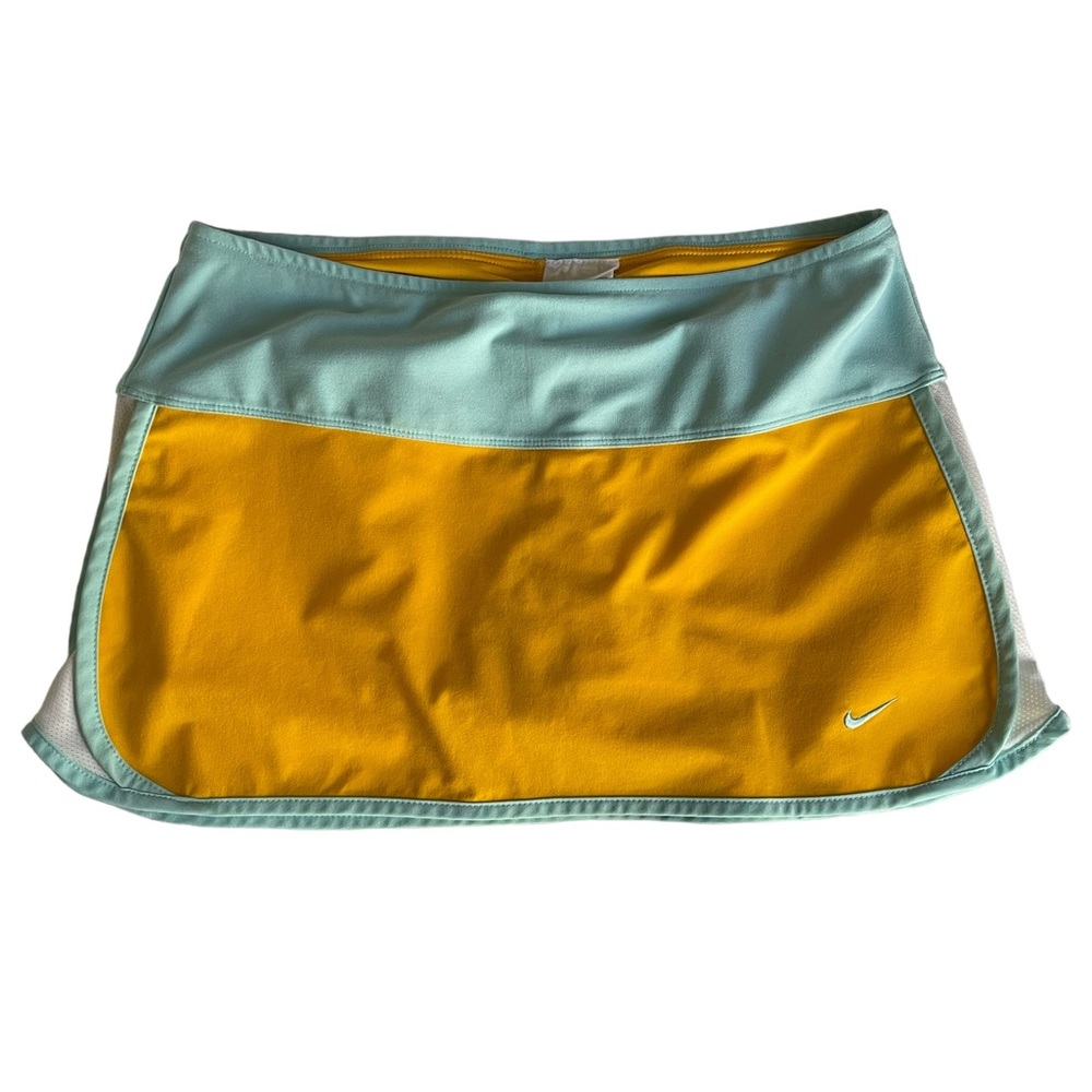 Nike Activewear Mini Tennis Skirt In Yellow & Light Blue